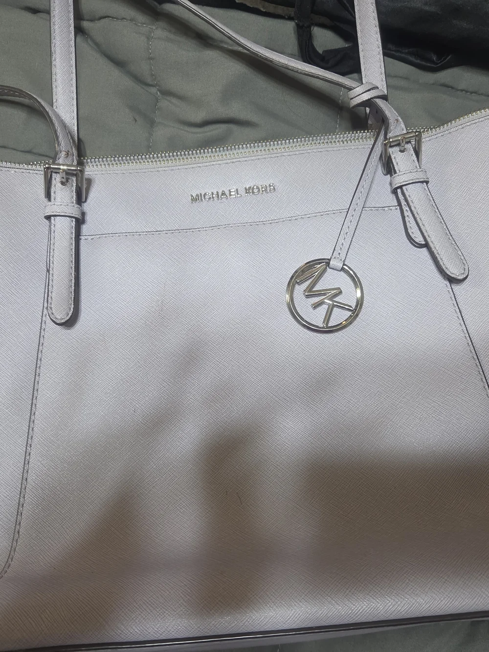 Michael Kors Lavender  Leather Tote with Silver MK Charm